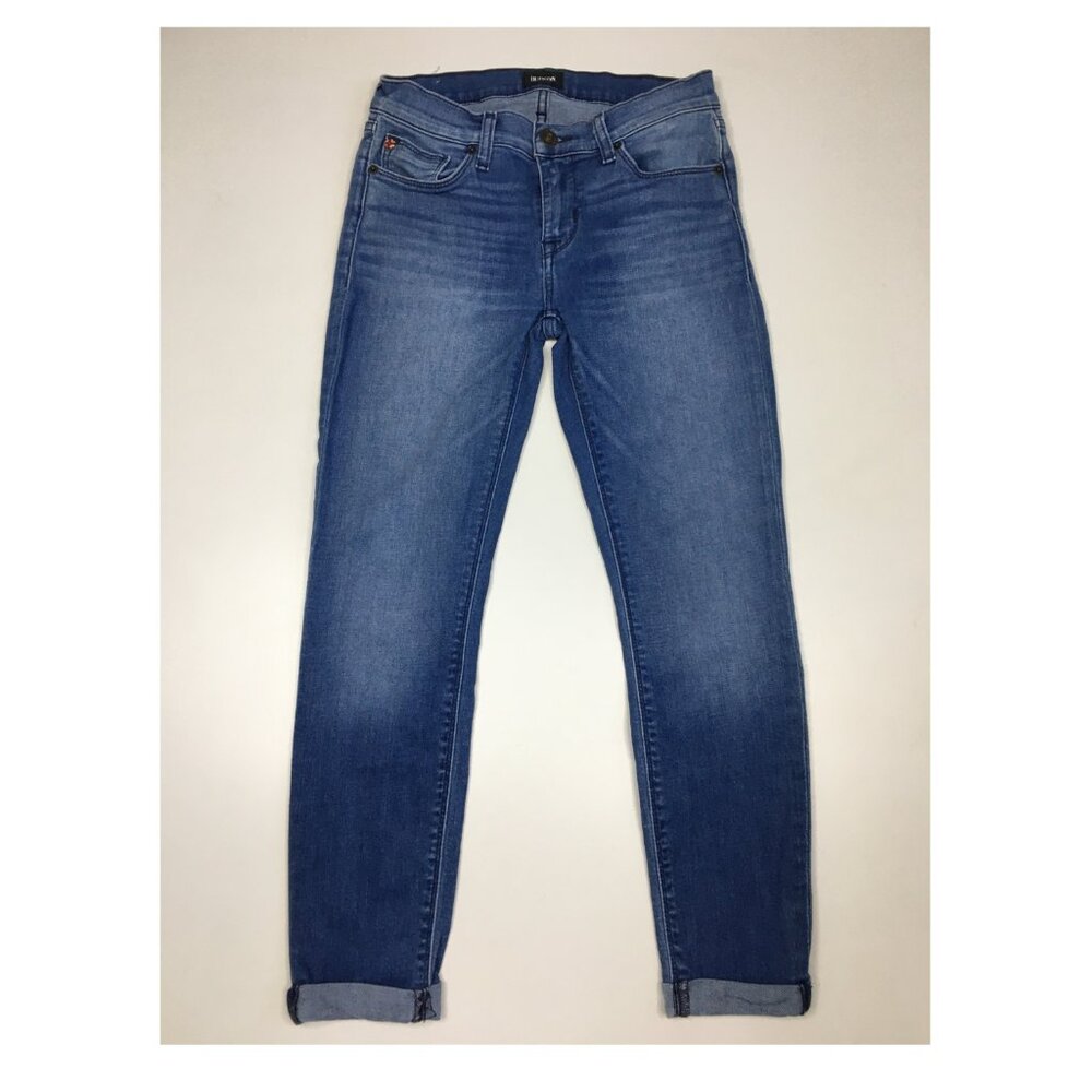HUDSON Medium/Light Wash Harkin Crop Cuff Hem 5 Pocket Super Skinny Jeans